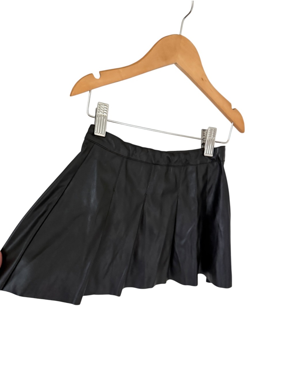 Zara Black Faux Leather Pleated Mini Skirt